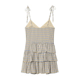 Summer Charm Grid Layered Mini Dress