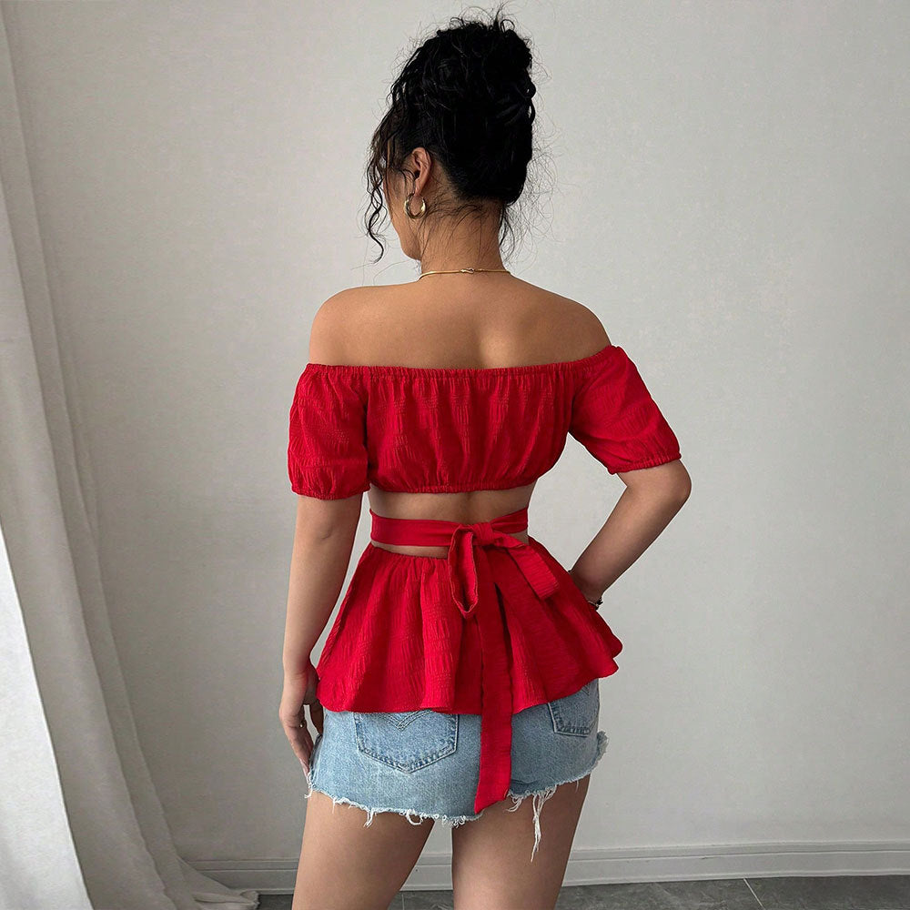 One-Shoulder Hollow Out Summer Crop Top