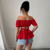One-Shoulder Hollow Out Summer Crop Top