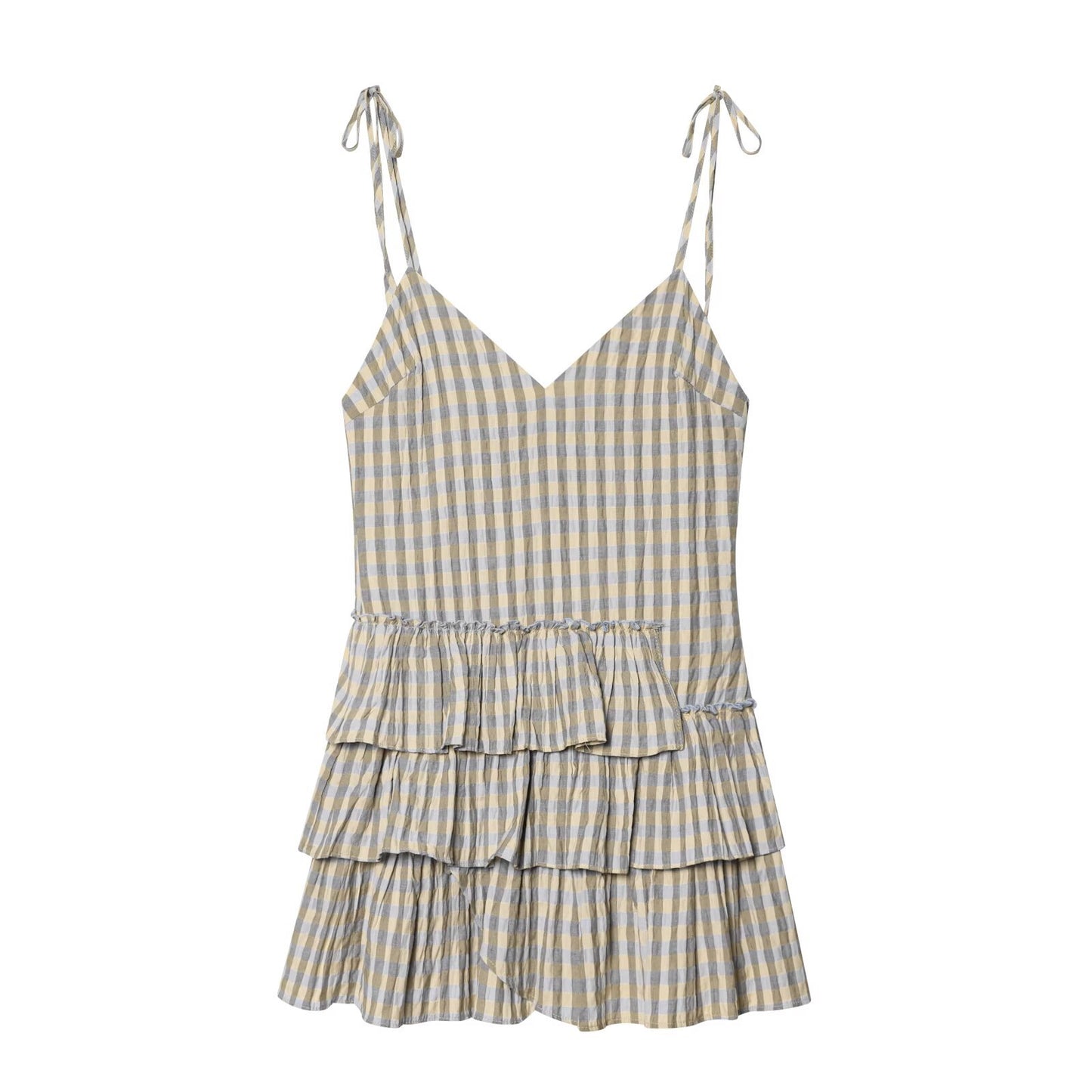 Summer Charm Grid Layered Mini Dress