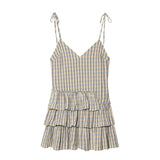 Summer Charm Grid Layered Mini Dress