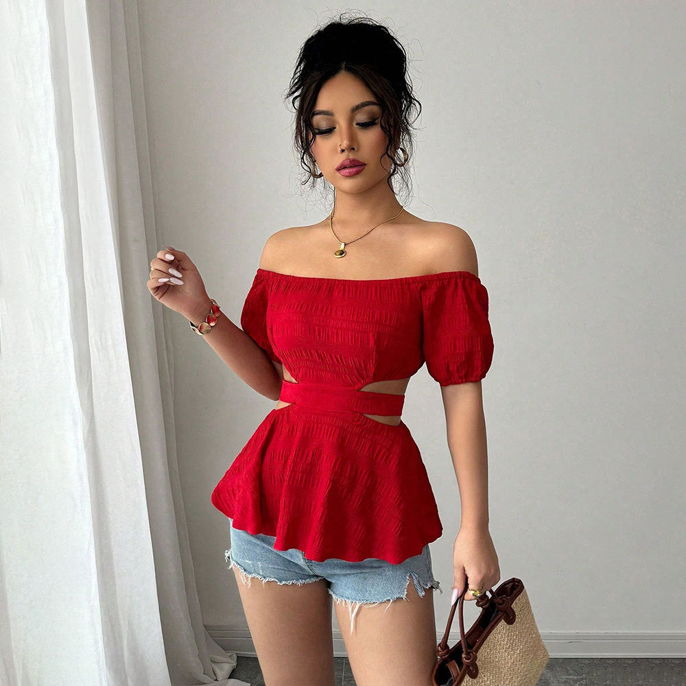 One-Shoulder Hollow Out Summer Crop Top