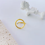 Minimalist Clear Rhinestone Gold Plated Hollow Circle Ring for Women Stainless Steel Geometric Finger Rings Jewellery