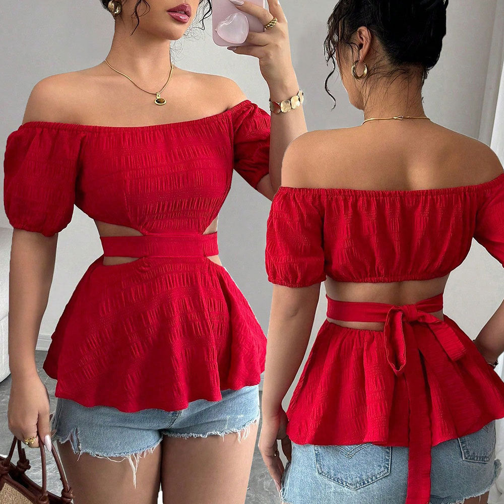One-Shoulder Hollow Out Summer Crop Top