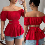 One-Shoulder Hollow Out Summer Crop Top