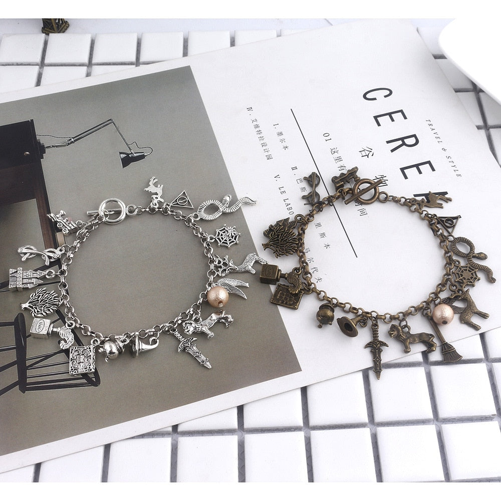Harry Potter Silver-Plated Charm Bead Bracelet