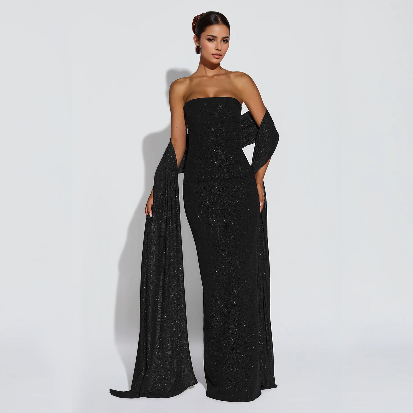 Skincare flash bag hip slit dress