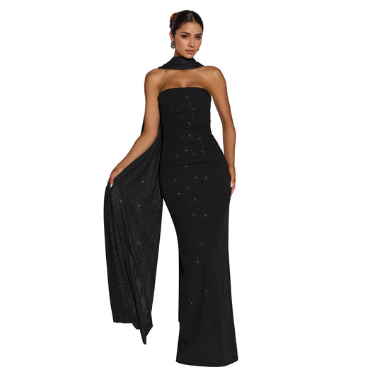 Skincare flash bag hip slit dress