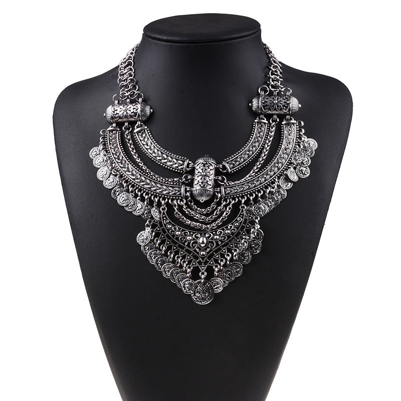Ztech Collar Coin Necklace & Pendant Vintage Crystal Maxi Choker Statement Collier female Boho Big Fashion Women Jewellery Gifts