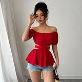 One-Shoulder Hollow Out Summer Crop Top