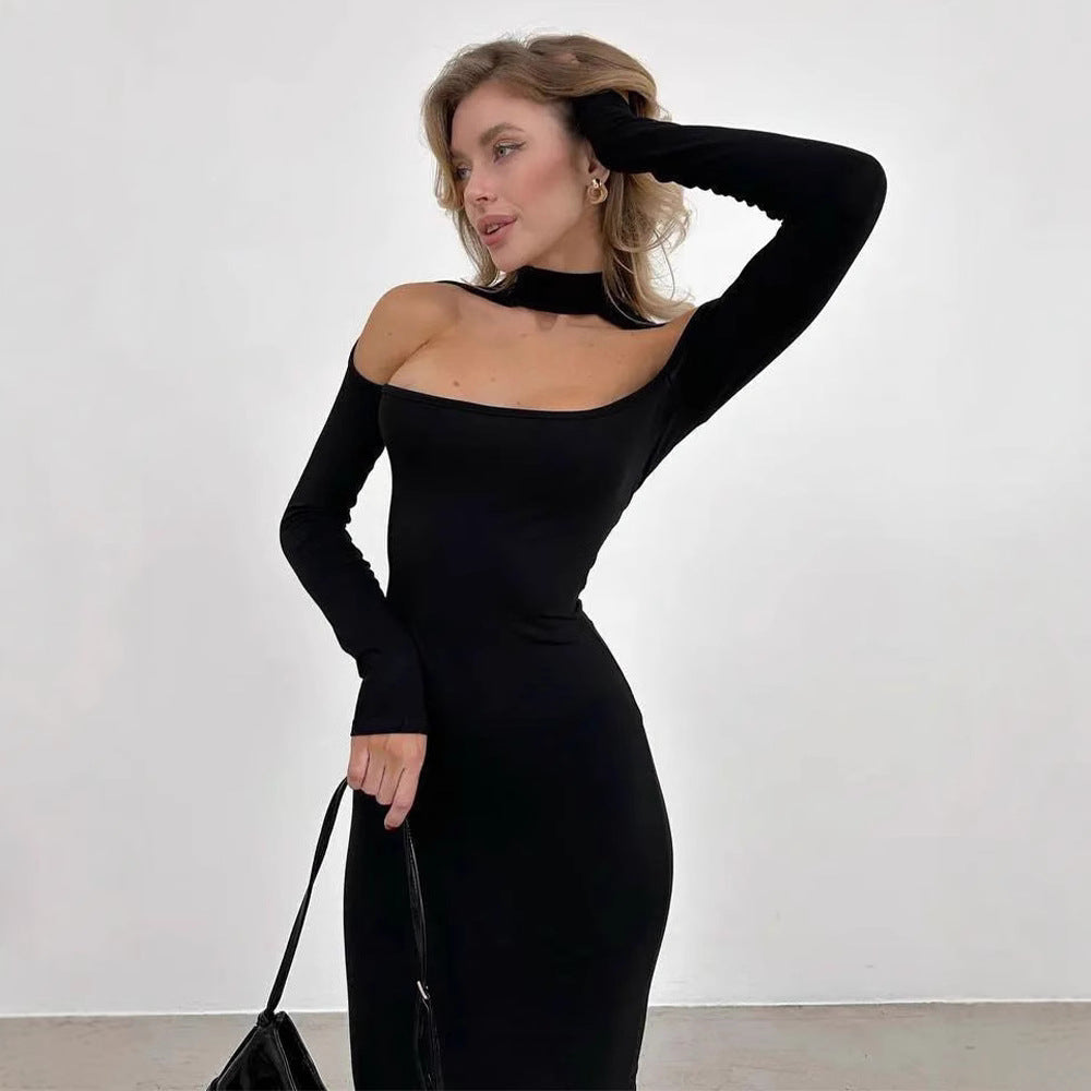 Silk Contour Hollow Design Slimming Dress