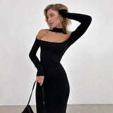 Silk Contour Hollow Design Slimming Dress