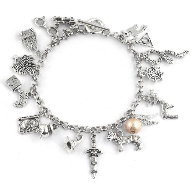 Harry Potter Silver-Plated Charm Bead Bracelet