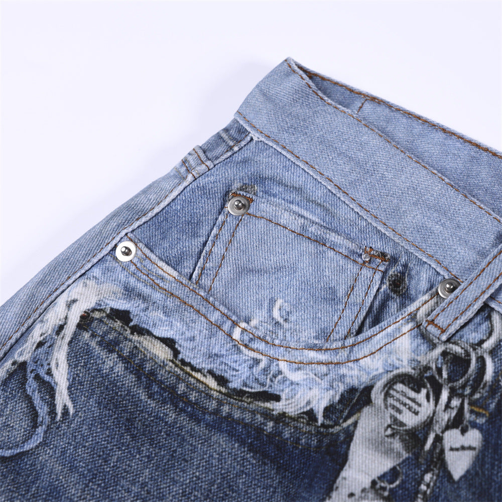 NeoBlock Digital Print Wide Leg Jeans