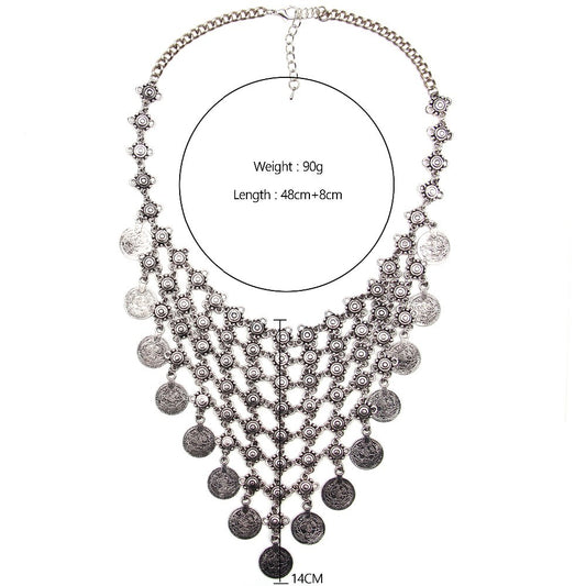 Ztech Collar Coin Necklace & Pendant Vintage Crystal Maxi Choker Statement Collier female Boho Big Fashion Women Jewellery Gifts