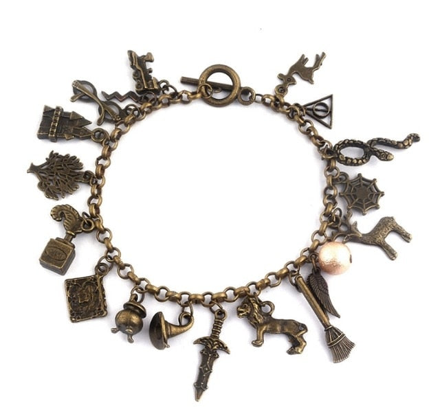 Harry Potter Silver-Plated Charm Bead Bracelet