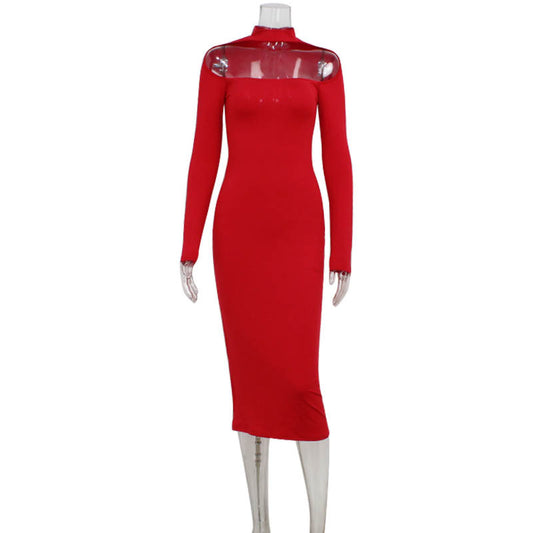 Silk Contour Hollow Design Slimming Dress