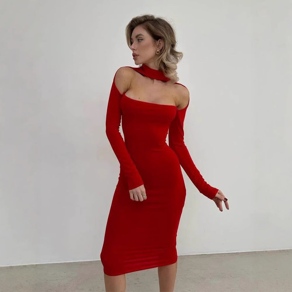 Silk Contour Hollow Design Slimming Dress