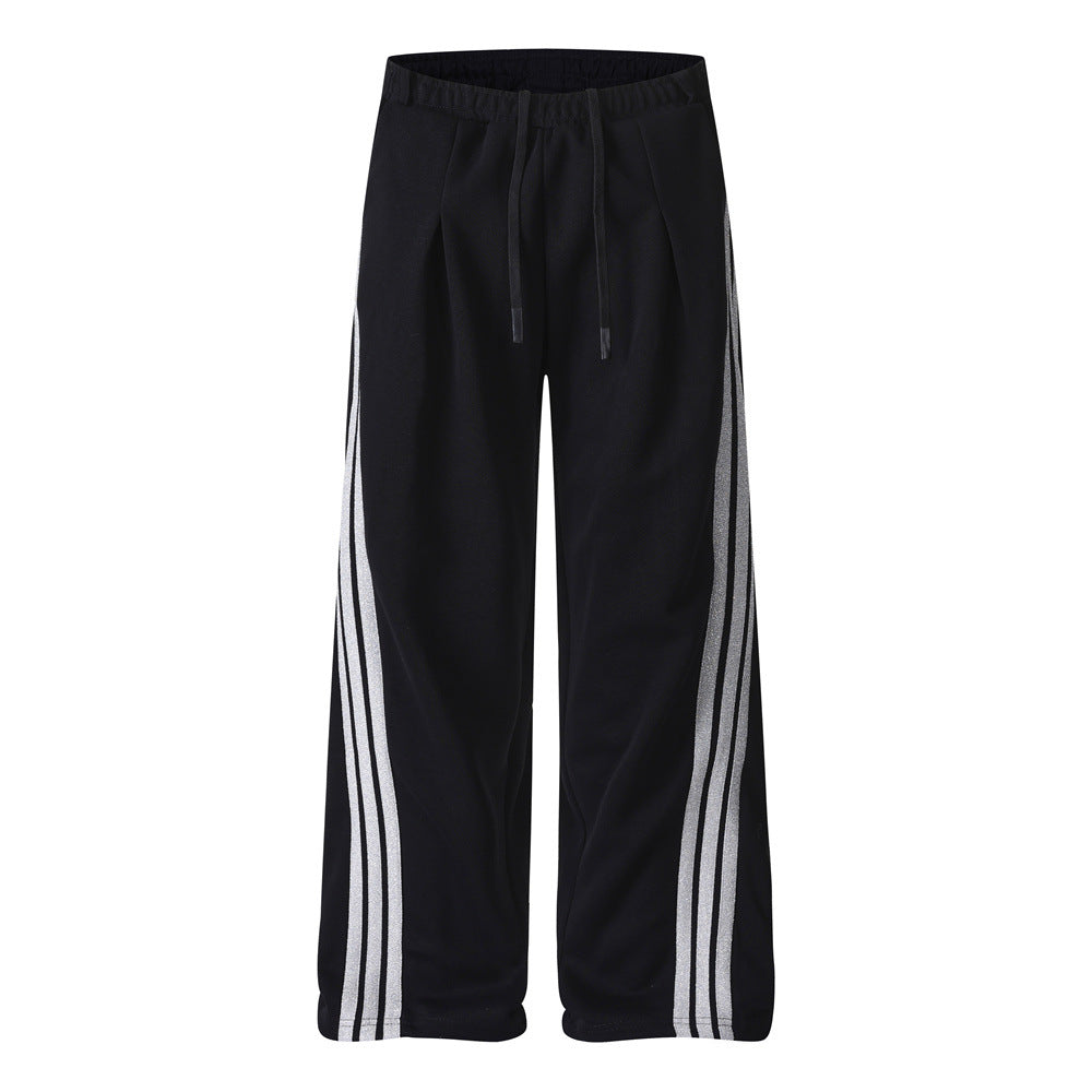 Triple Stripe Loose Straight Leg Sweatpants