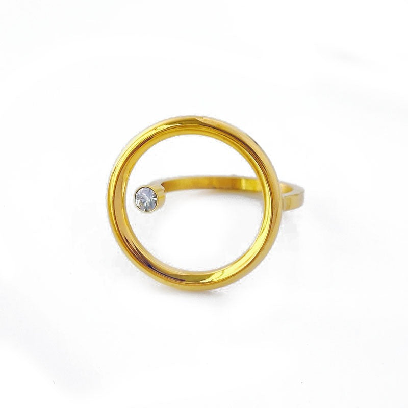 Minimalist Gold-Plated Rhinestone Circle Ring